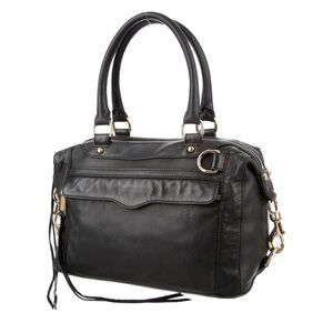 Rebecca Minkoff MAB Morning After Bag Black Handbag Satchel gold hardware